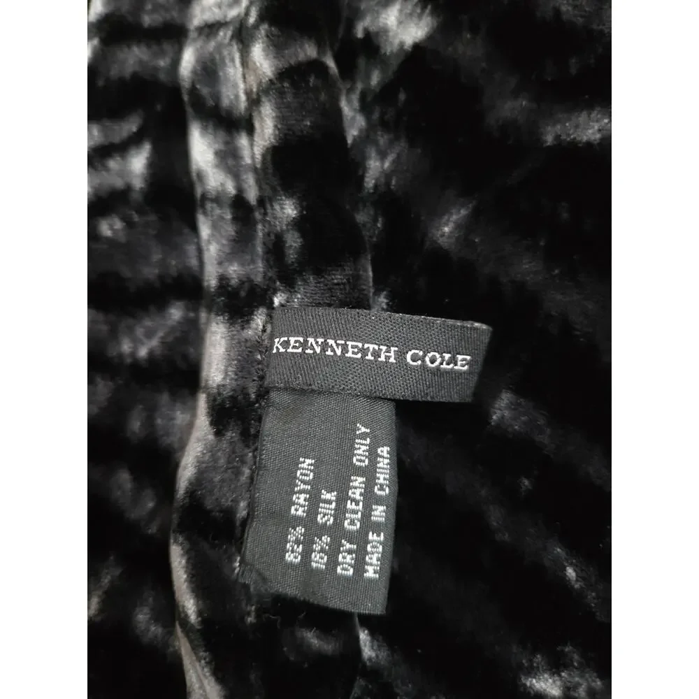 Kenneth Cole Black Velvet Striped‎ Scarf Rayon Silk Blend Women's Accessory